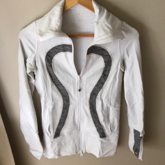 Lululemon white and grey in stride zip up jacket